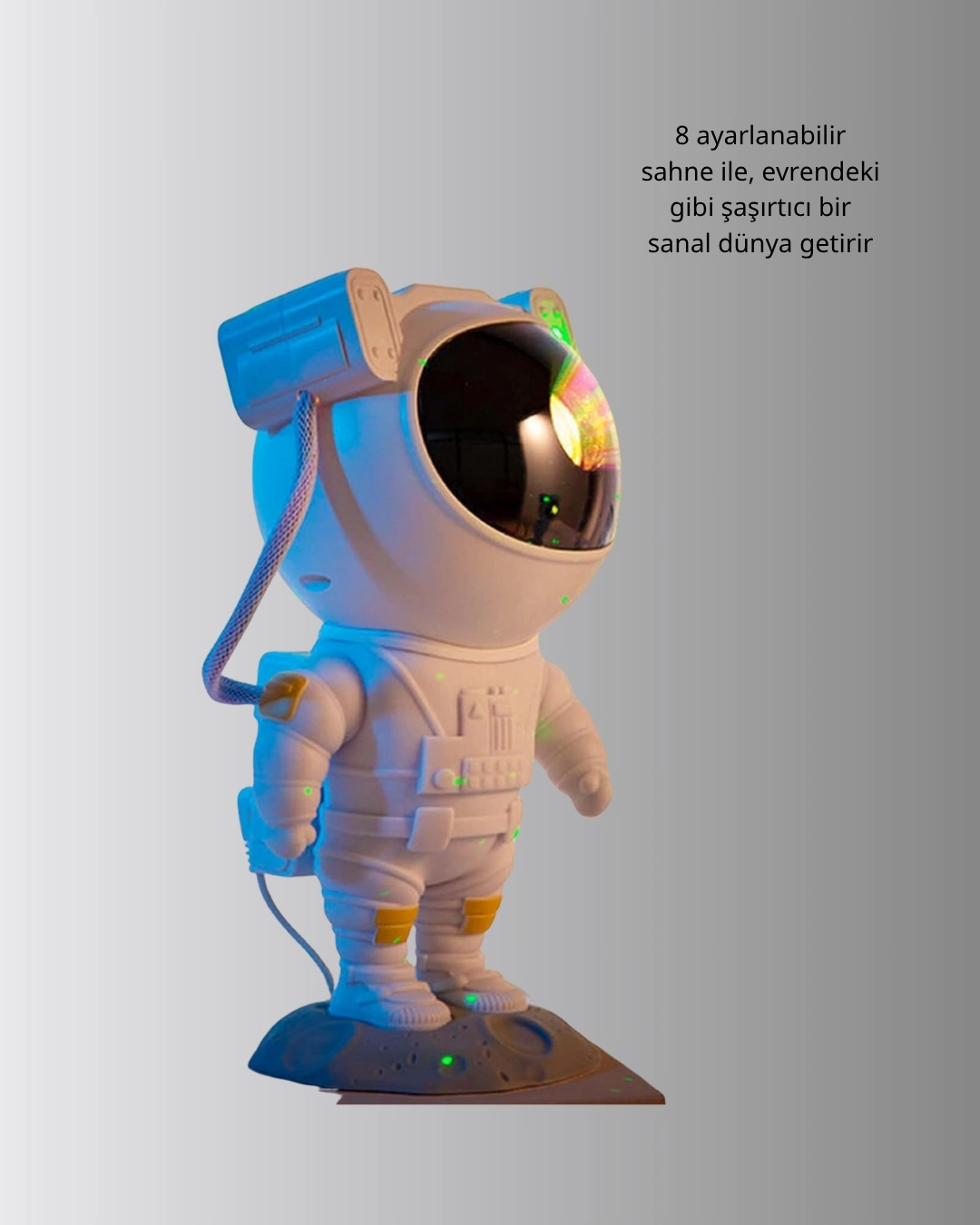 BUĞZ Astronot Şekilli Galaxy Projeksiyon Lambası Nebula Efektli Dekoratif Lamba