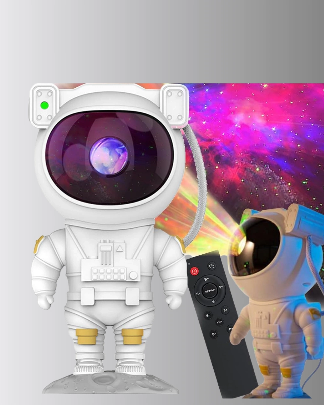 BUĞZ Astronot Şekilli Galaxy Projeksiyon Lambası Nebula Efektli Dekoratif Lamba