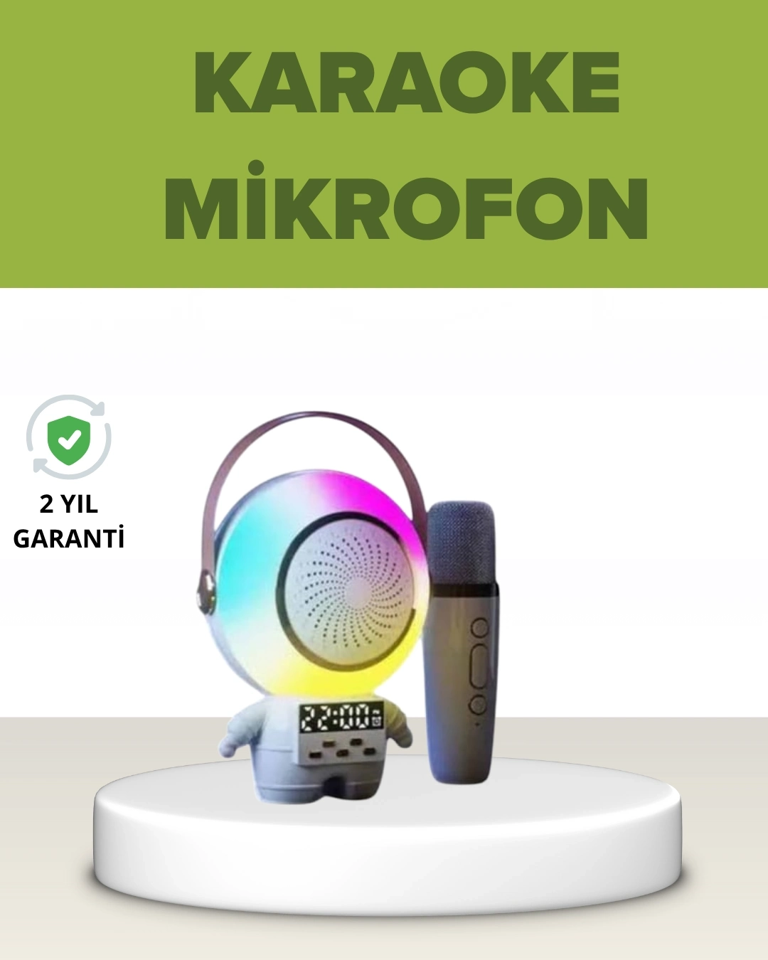 BUĞZ Astronot Tasarımlı Bluetooth Speaker ve Kablosuz Mikrofon Karaoke Seti