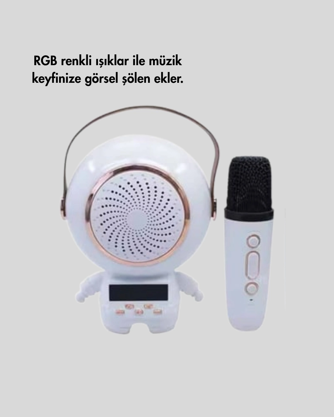 BUĞZ Astronot Tasarımlı Bluetooth Speaker ve Kablosuz Mikrofon Karaoke Seti