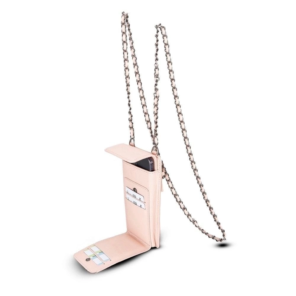 BUĞZ Avjin 6.9 inch Uyumlu Deri Kılıf Cüzdan Askılı ERC5 Pembe