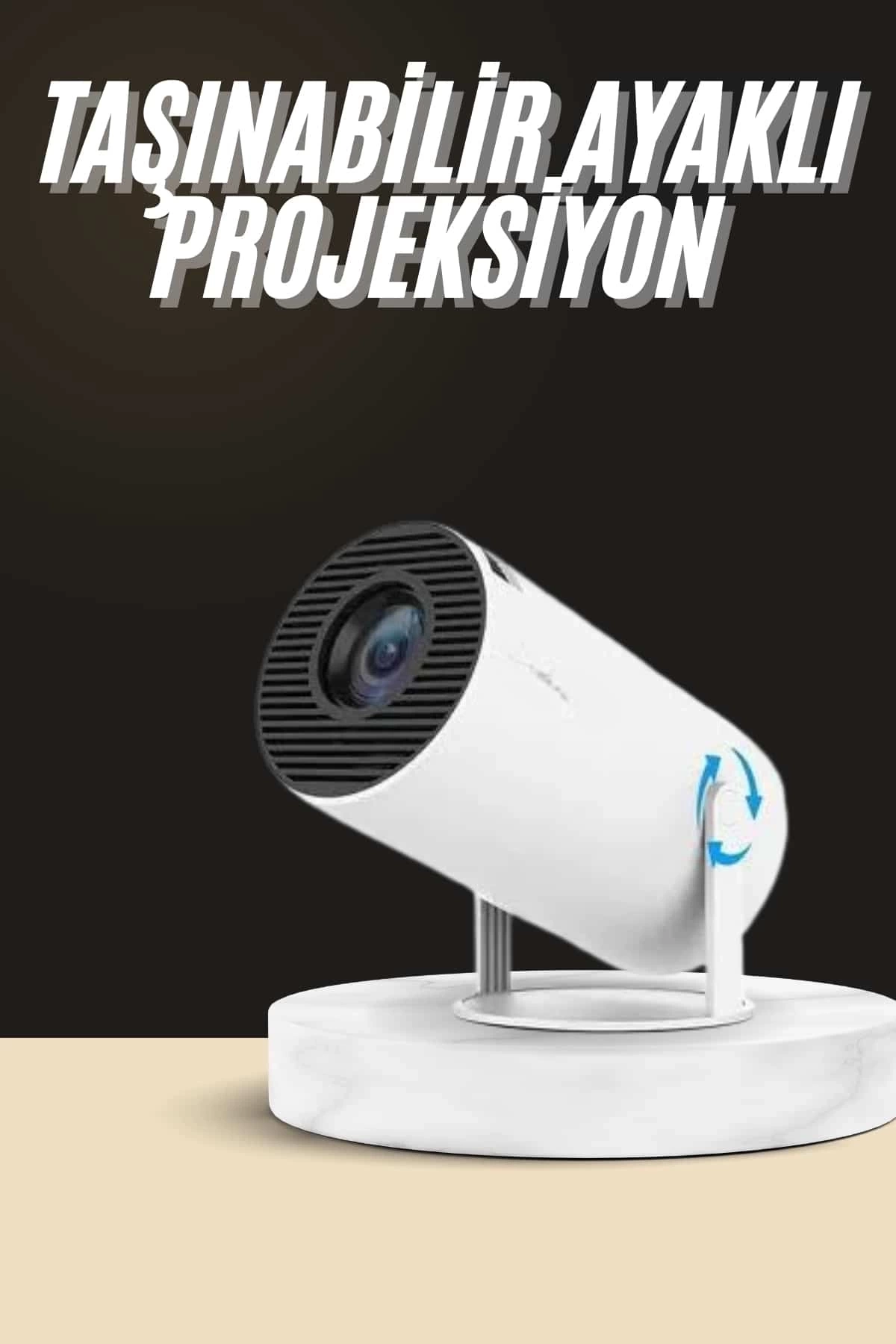 BUĞZ Ayaklı Projeksiyon Taşınabilir Mini Projektör Sinema Projektörü Android