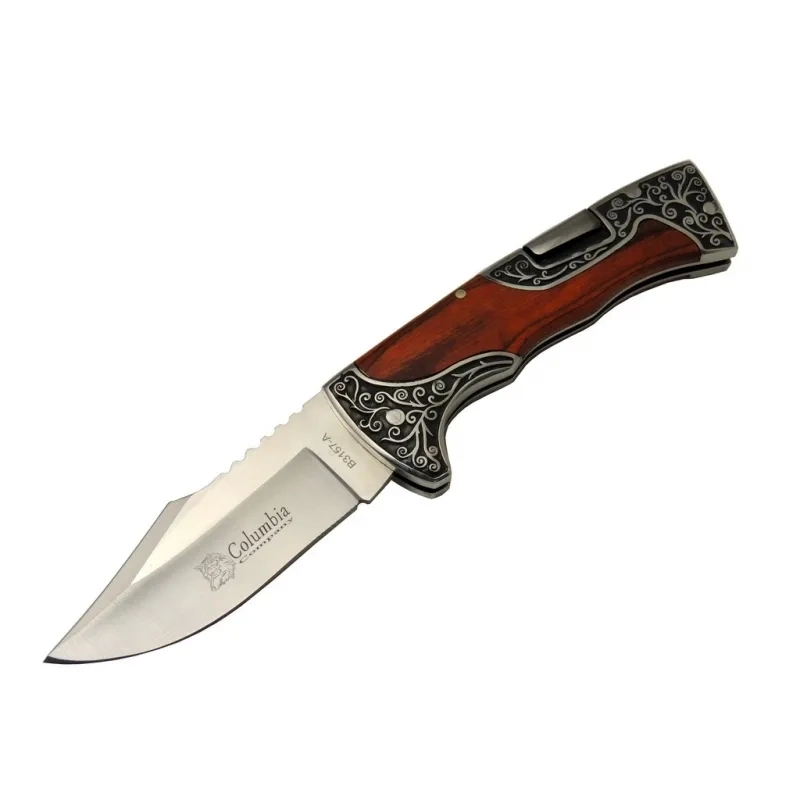 BUĞZ B3157a İşlemeli Kamp Çakı 22 Cm - Gül Ağacı Saplı, Manuel Açılma BUĞZ B3157a İşlemeli Kamp Çakı 22 Cm - Gül Ağacı Saplı, Manuel Açılma