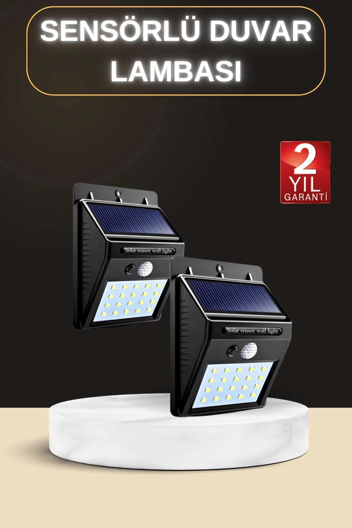 BUĞZ Bahçe Aydınlatma Sensörlü Güneş Enerjili Duvar Lambası 40 Led Işık