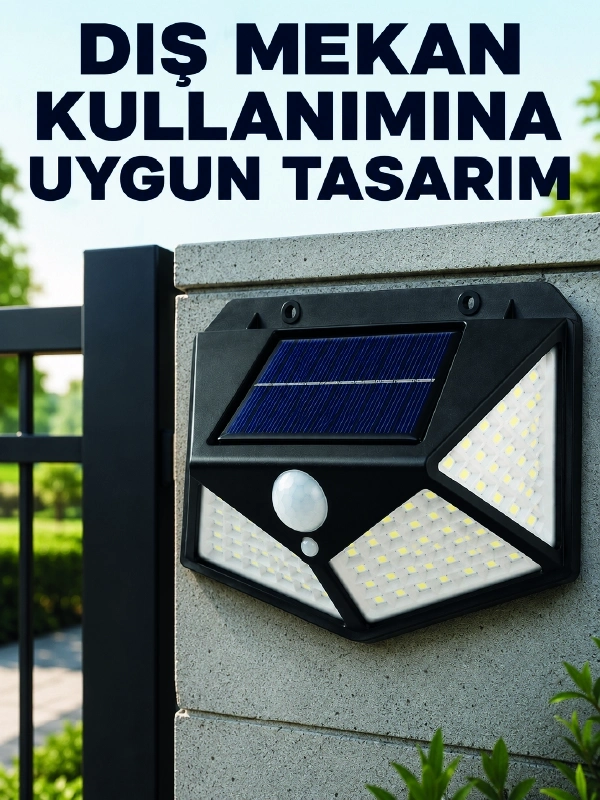 BUĞZ Bahçe Balkon Garaj ve Girişler İçin Güneş Enerjili Hareket Sensörlü LED Duvar Lambası