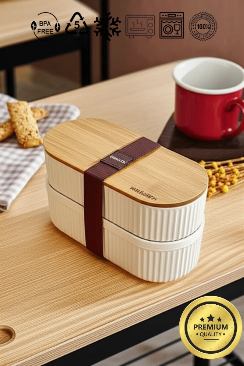 BUĞZ Bambu Kapaklı Lunch Box Kahvaltılık Saklama Kabı Large Bölmeli