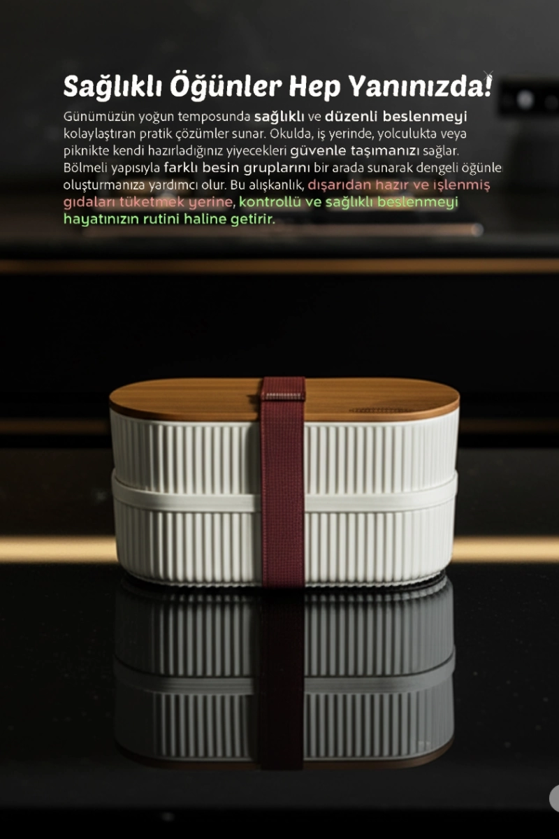 BUĞZ Bambu Kapaklı Lunch Box Kahvaltılık Saklama Kabı Large Bölmeli BUĞZ Bambu Kapaklı Lunch Box Kahvaltılık Saklama Kabı Large Bölmeli