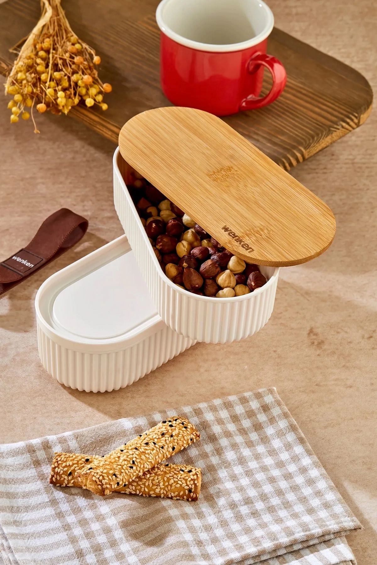BUĞZ Bambu Kapaklı Lunch Box Kahvaltılık Saklama Kabı Large Bölmeli BUĞZ Bambu Kapaklı Lunch Box Kahvaltılık Saklama Kabı Large Bölmeli
