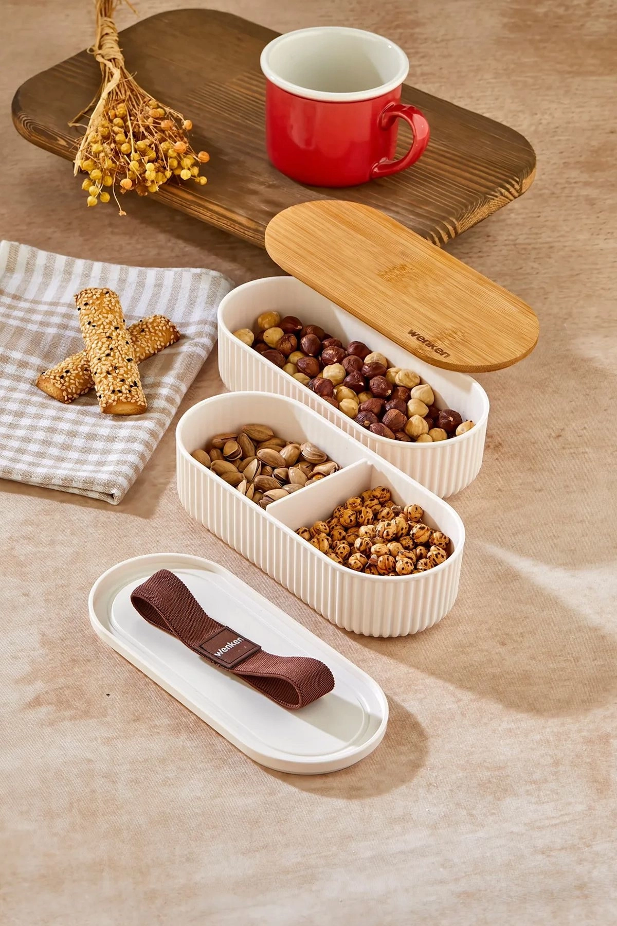 BUĞZ Bambu Kapaklı Lunch Box Kahvaltılık Saklama Kabı Large Bölmeli BUĞZ Bambu Kapaklı Lunch Box Kahvaltılık Saklama Kabı Large Bölmeli