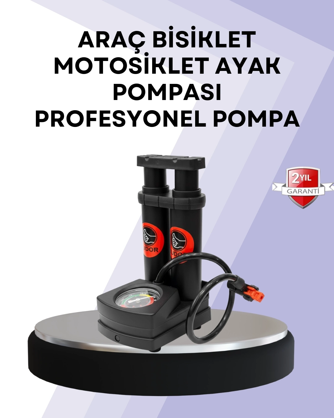 BUĞZ Basınç Saatli Ayak Pompası Bisiklet ve Araç Uyumlu