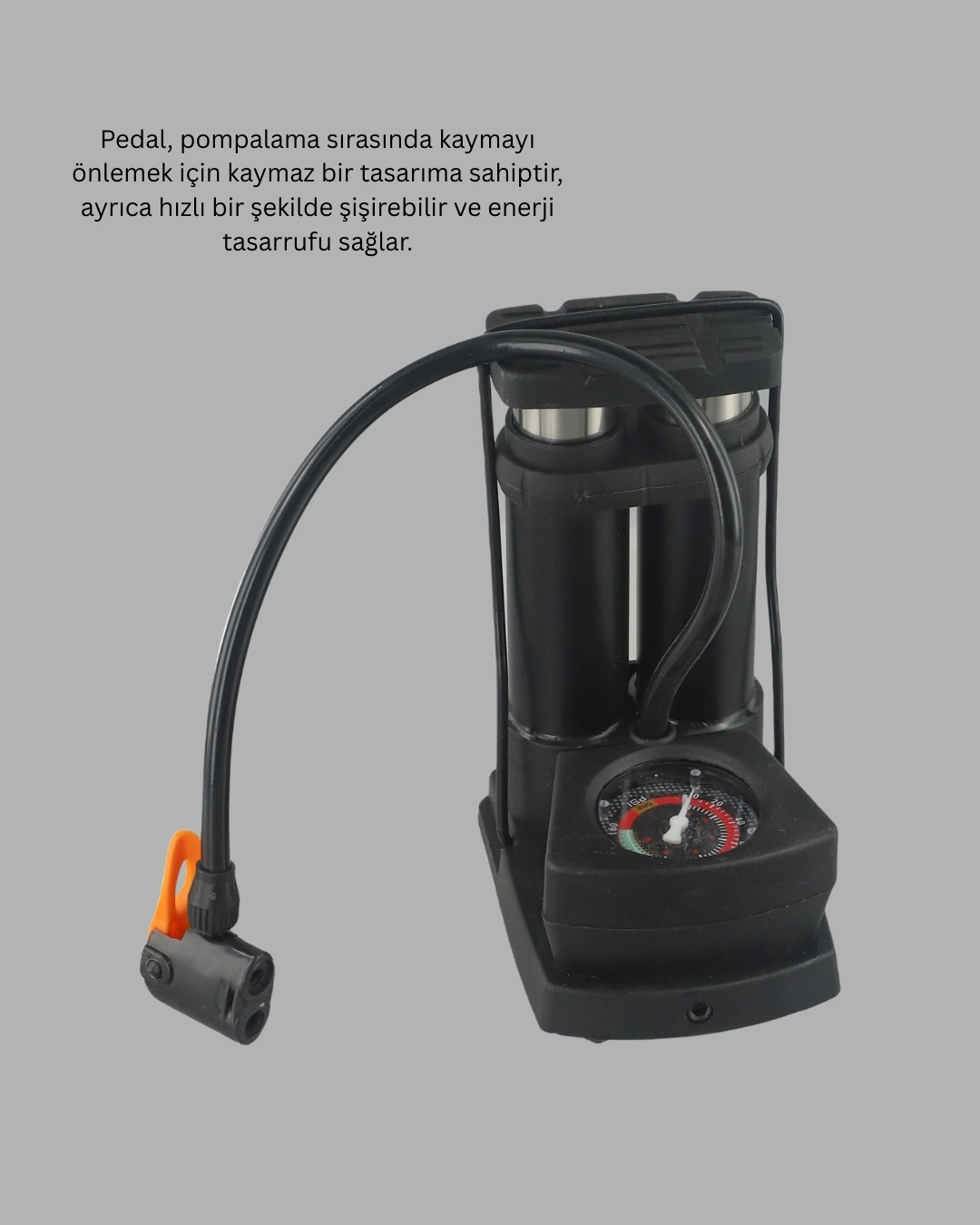 BUĞZ Basınç Saatli Ayak Pompası Bisiklet ve Araç Uyumlu