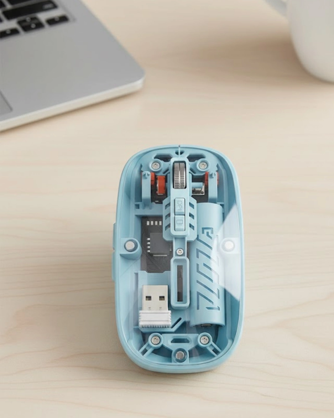 BUĞZ Bluetooth 5.2 ve 2.4G USB Kablosuz Mouse Pilli Mavi Tasarım
