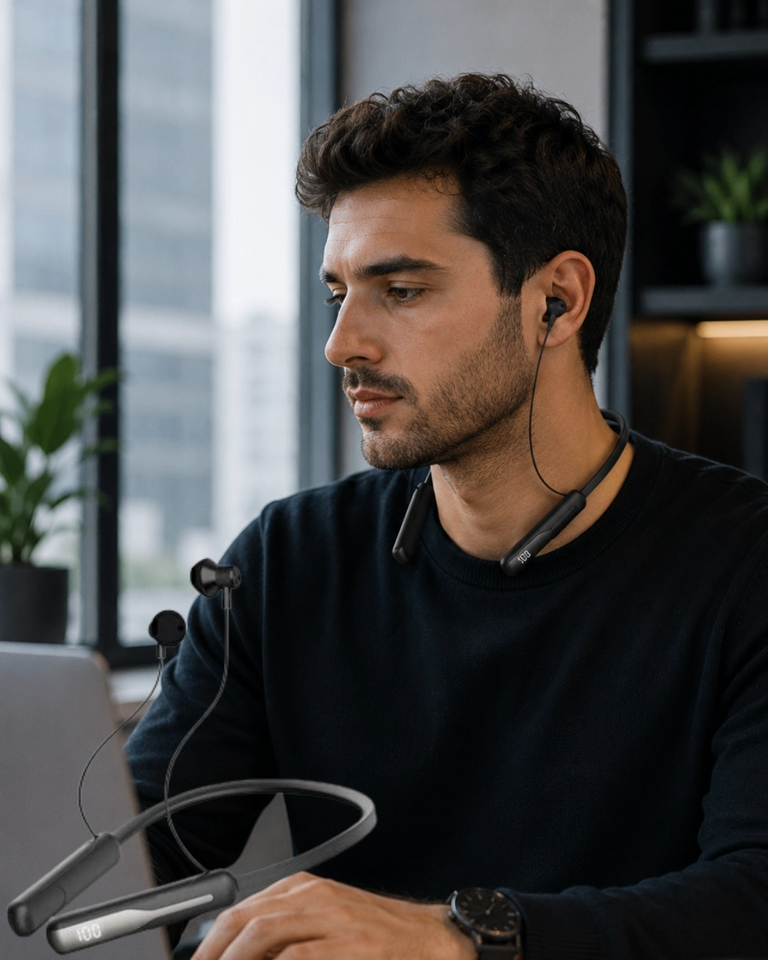 BUĞZ Bluetooth 5.4 Boyun Askılı Kulaklık Manyetik Kulaklıklı Type C Şarjlı