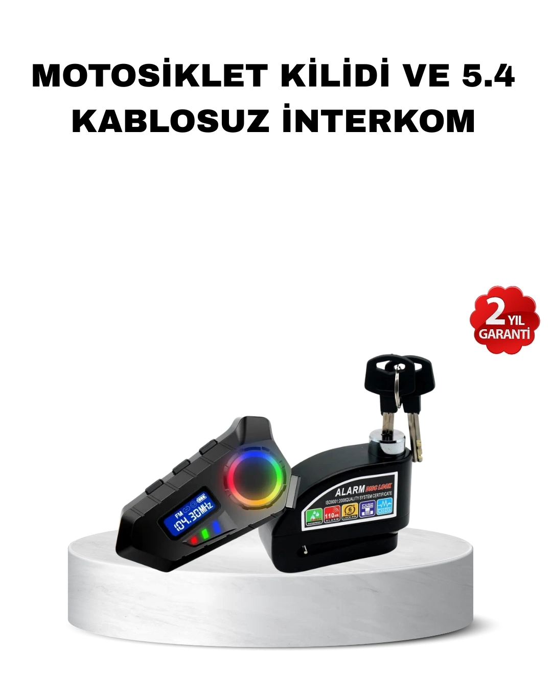 BUĞZ Bluetooth 5.4 İntercom ve Alarmlı Disk Kilidi Seti Güçlü Ses ve Güvenlik