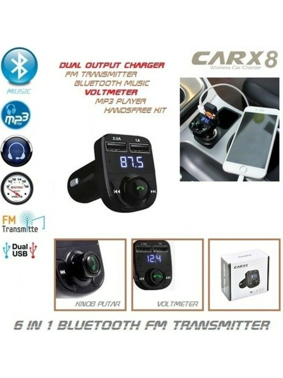 BUĞZ Bluetooth Fm Transmitter Car X8
