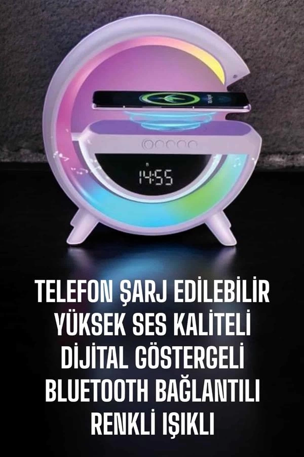 BUĞZ Bluetooth Hoparlör 15W Kablosuz Hızlı Şarj LED Gece Lambası