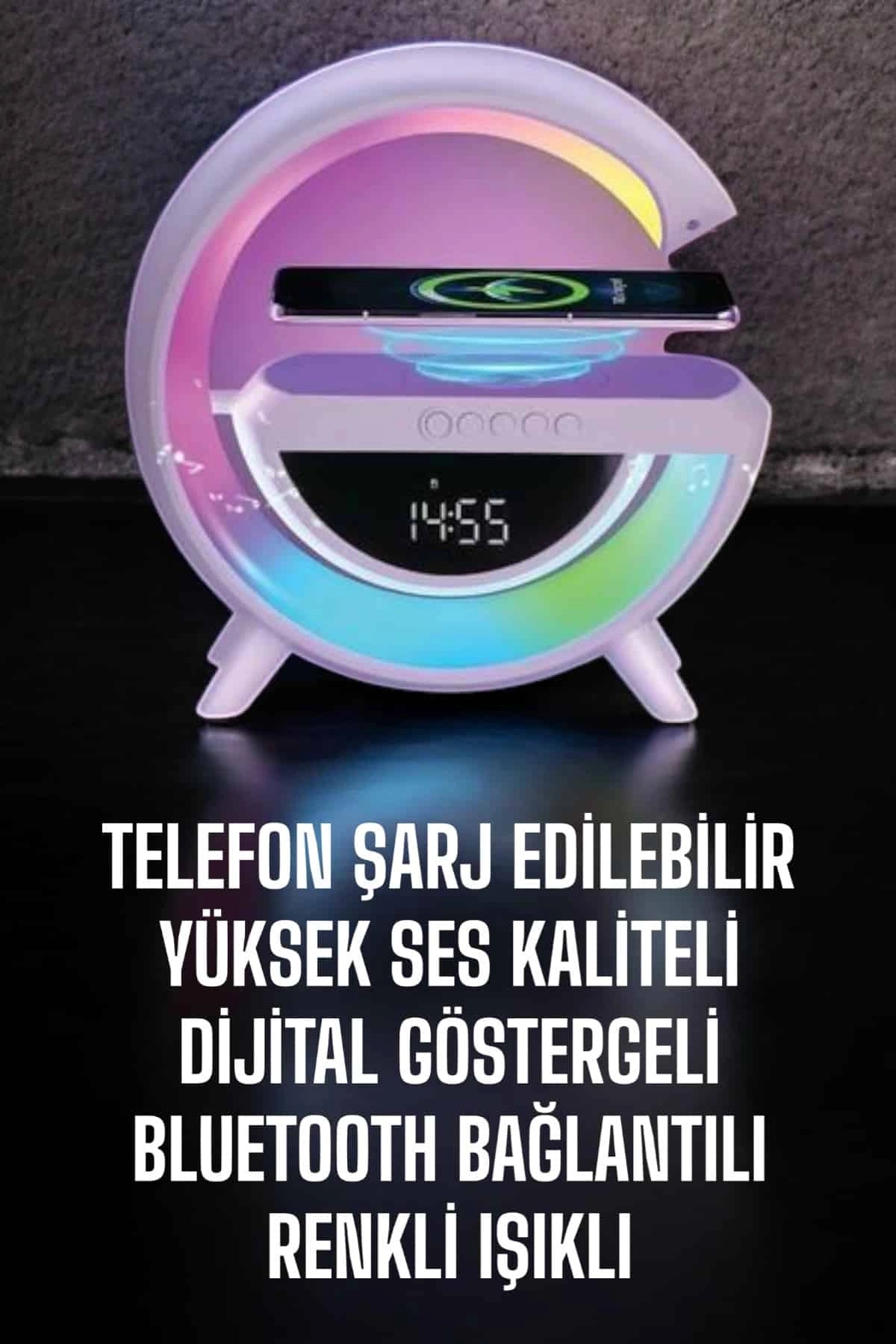 BUĞZ Bluetooth Hoparlör 15W Kablosuz Hızlı Şarj LED Gece Lambası