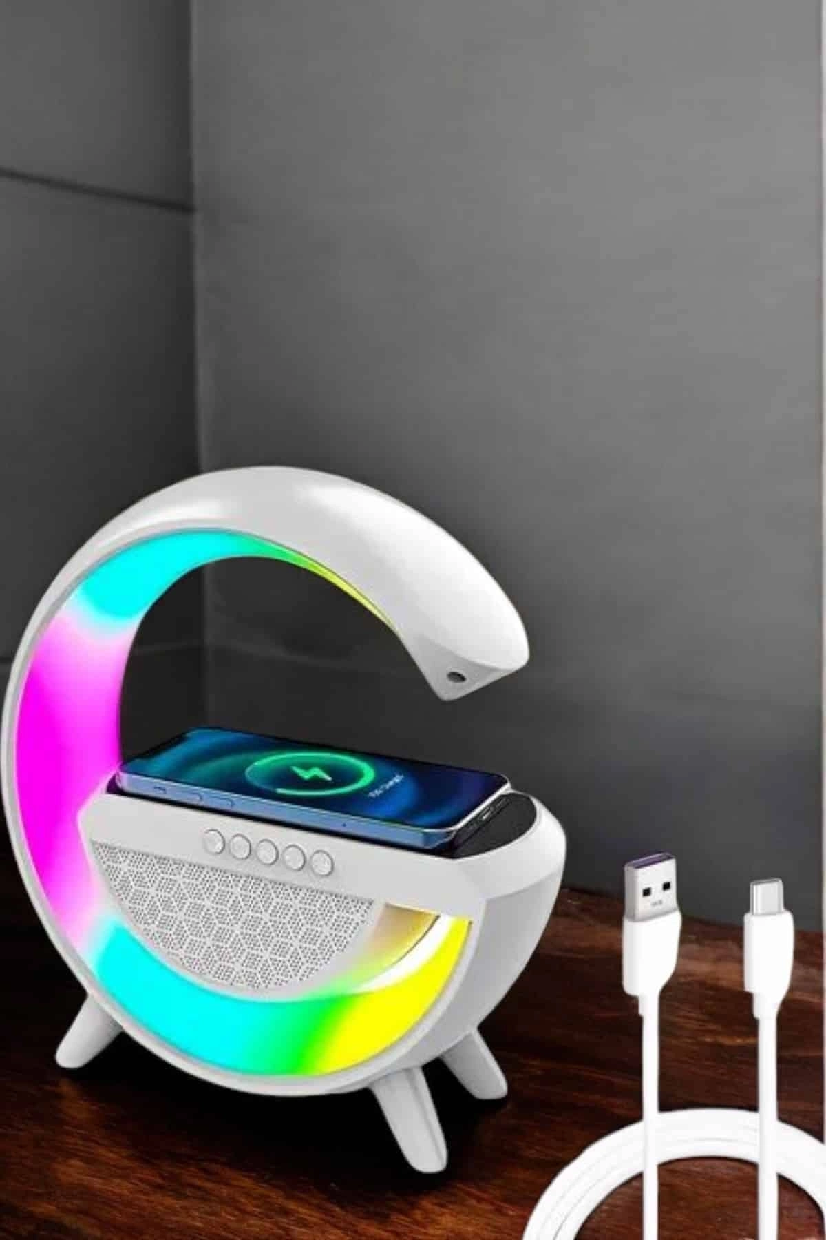 BUĞZ Bluetooth Hoparlör 15W Kablosuz Hızlı Şarj LED Gece Lambası