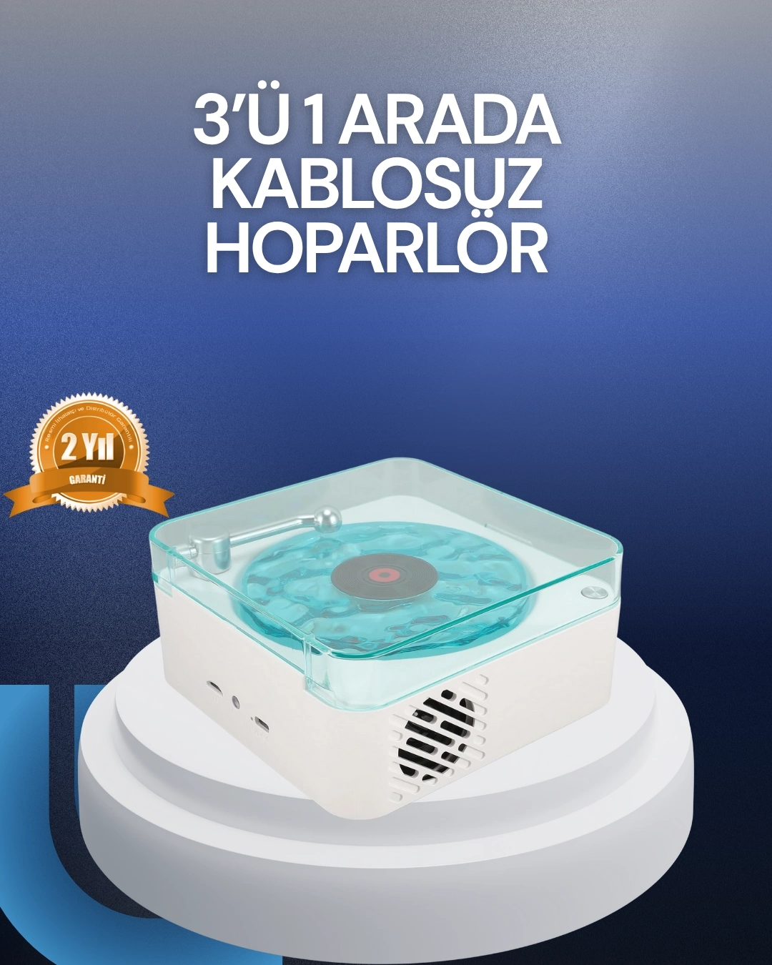 BUĞZ Bluetooth Hoparlör – 3-ü-1 Saatli Gece Lambası ve Vintage Tasarım