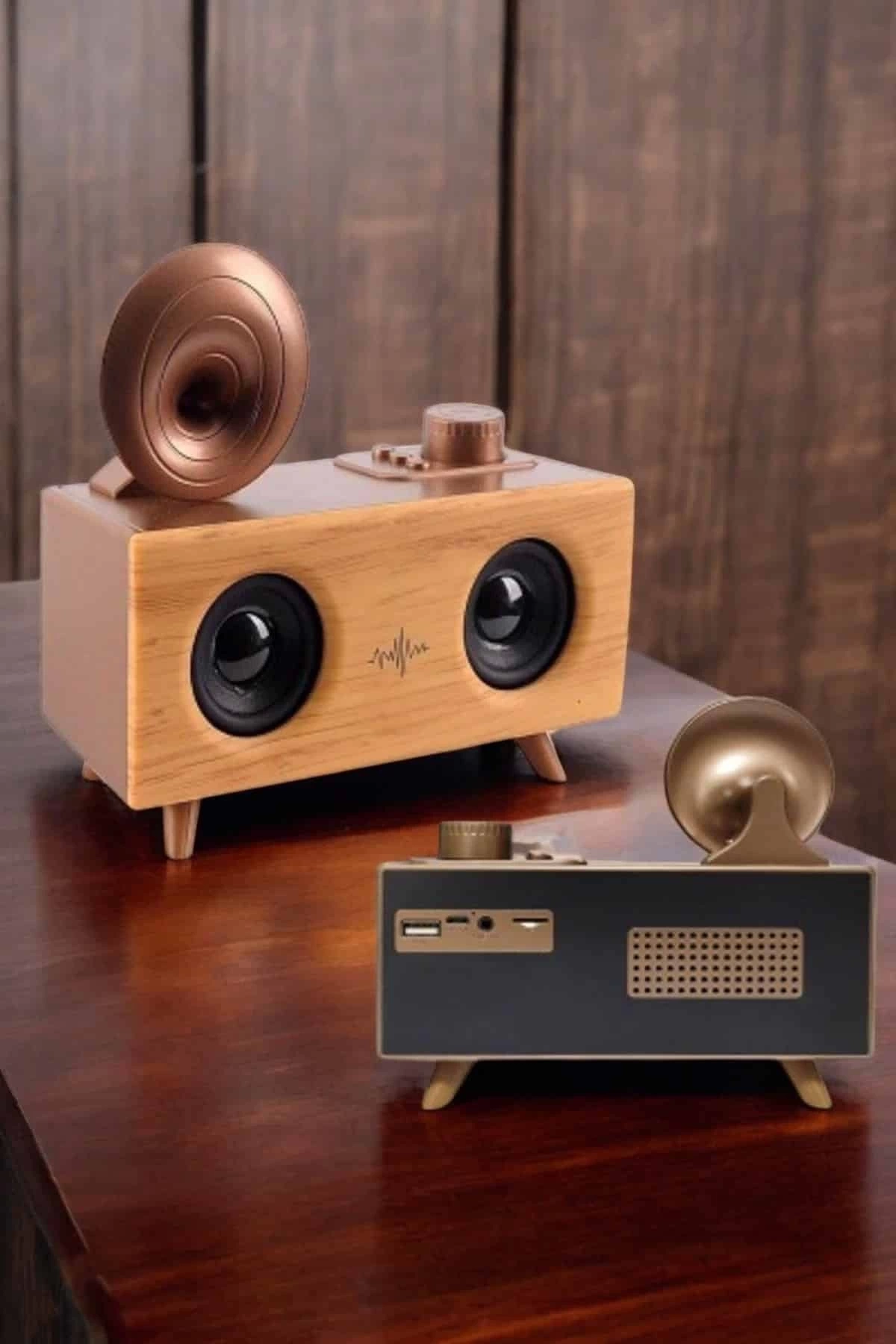 BUĞZ Bluetooth Hoparlör Ahşap Klasik Retro Gramofon Bluetooth Müzik Kutusu BUĞZ Bluetooth Hoparlör Ahşap Klasik Retro Gramofon Bluetooth Müzik Kutusu