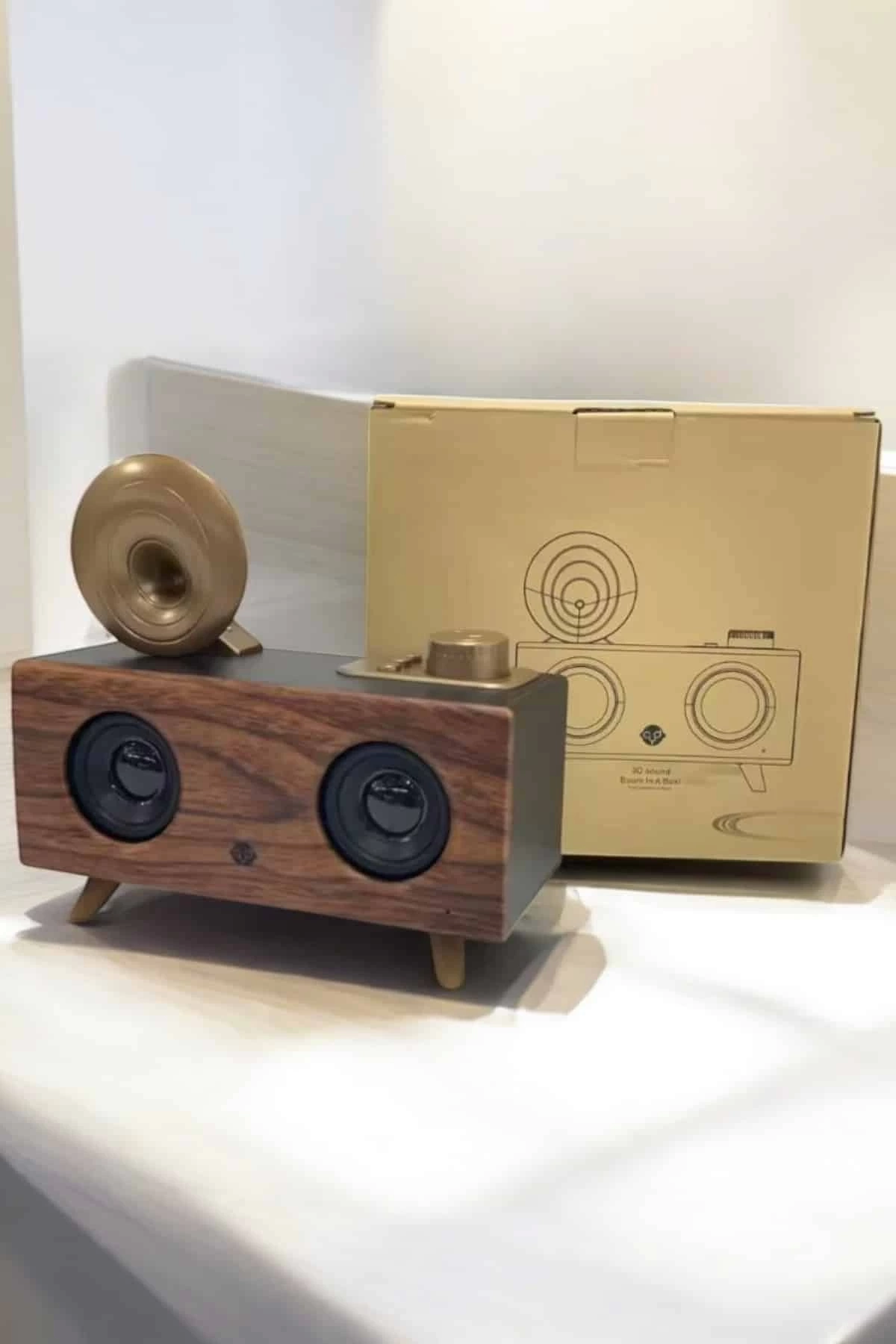 BUĞZ Bluetooth Hoparlör Ahşap Klasik Retro Gramofon Bluetooth Müzik Kutusu
