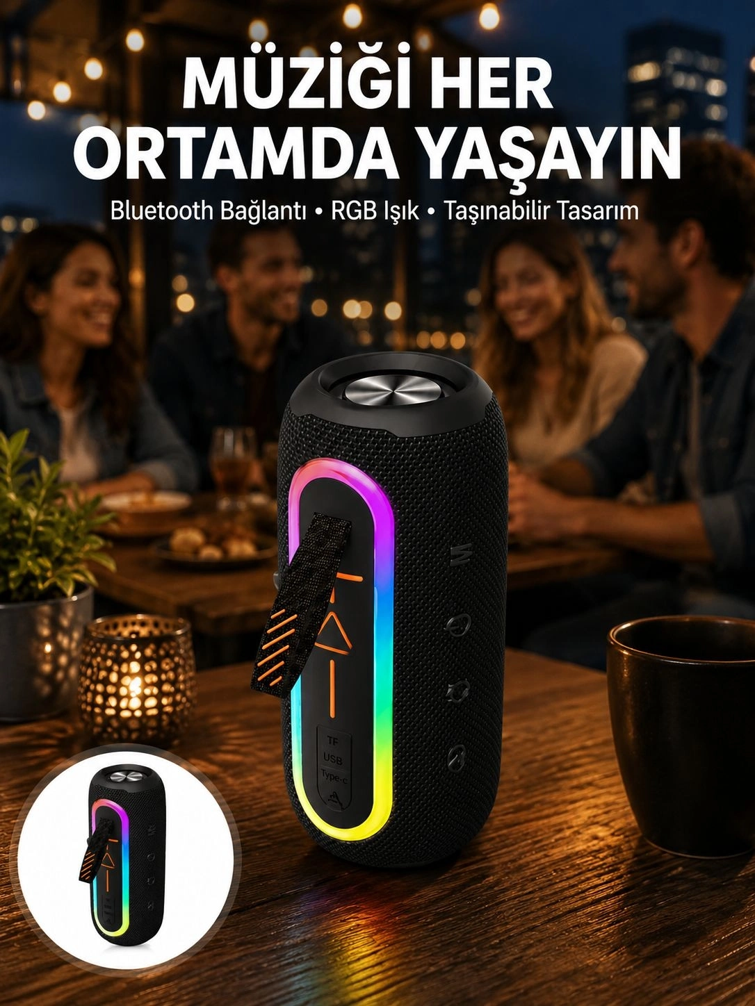 BUĞZ Bluetooth Hoparlör USB Şarjlı Uzun Pil Ömrü Android ve İOS Uyumlu Renkli Yeni Nesil