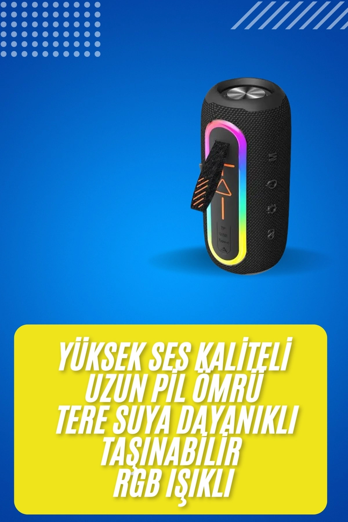 BUĞZ Bluetooth Hoparlör USB Şarjlı Uzun Pil Ömrü Android ve İOS Uyumlu Renkli Yeni Nesil