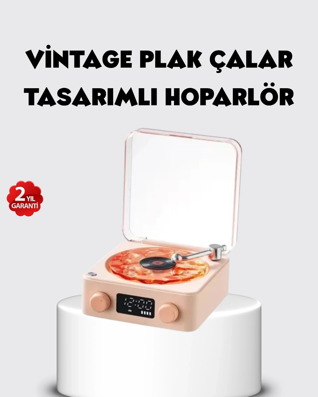 BUĞZ Bluetooth Hoparlörlü Gece Lambası Dijital Saatli Şeffaf Su Dalgası Işıklı Dekoratif
