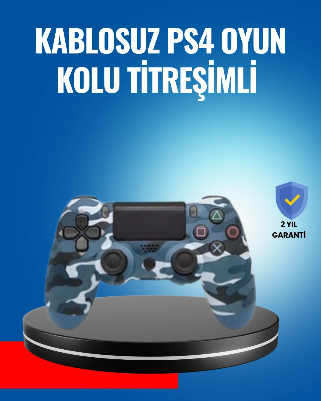 BUĞZ Bluetooth Kablosuz PS4 Gamepad Çift Motorlu Siyah Controller