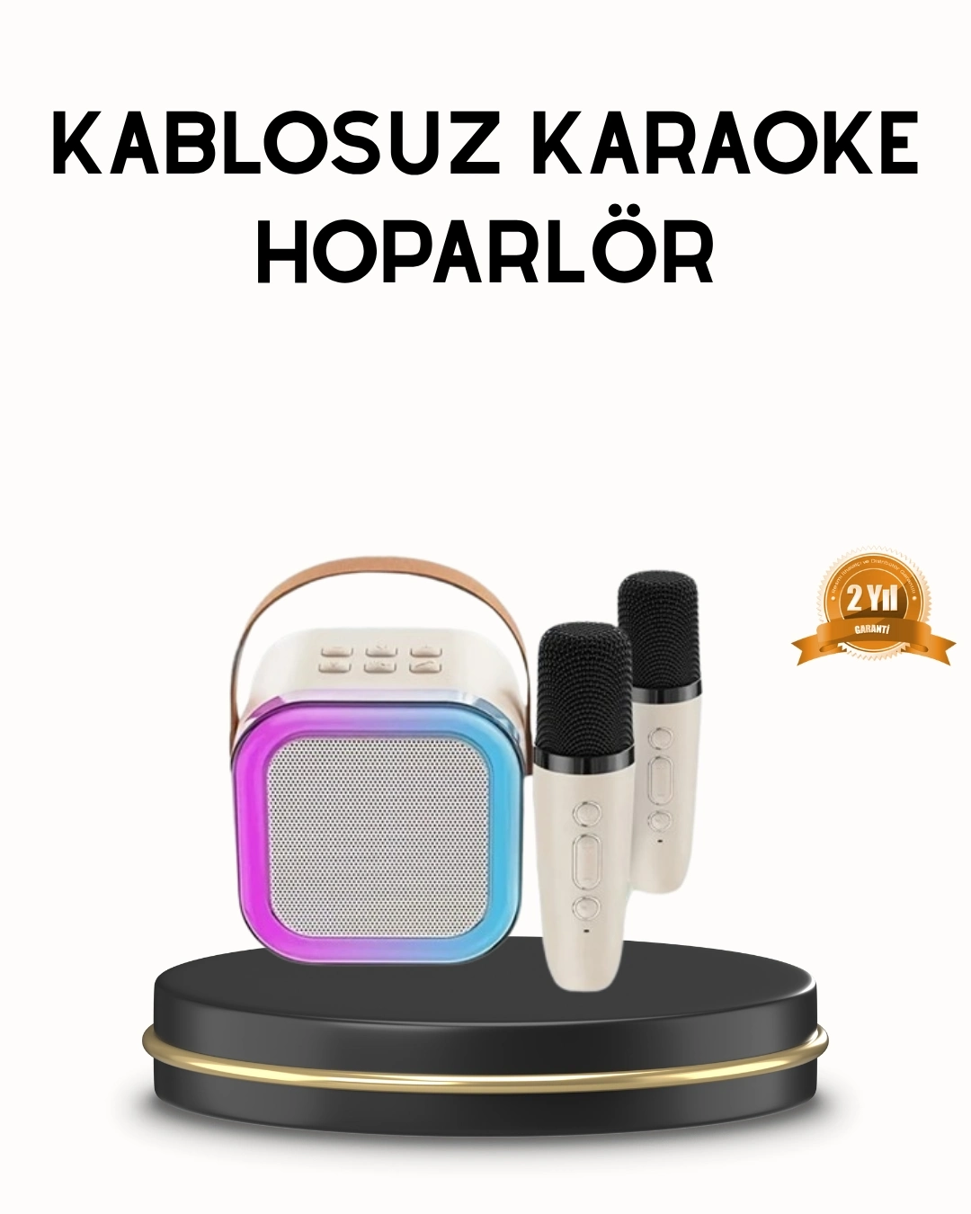BUĞZ Bluetooth Karaoke Hoparlör Renkli LED Işıklı ve Type-C Şarjlı