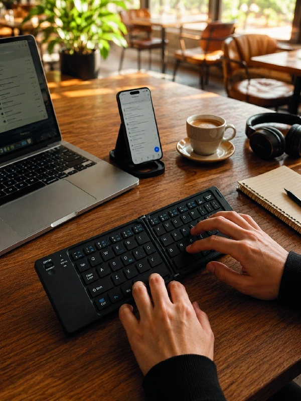 BUĞZ Bluetooth Katlanabilir Klavye USB-C Şarjlı 3 Cihaz Bağlantılı Taşınabilir Klavye