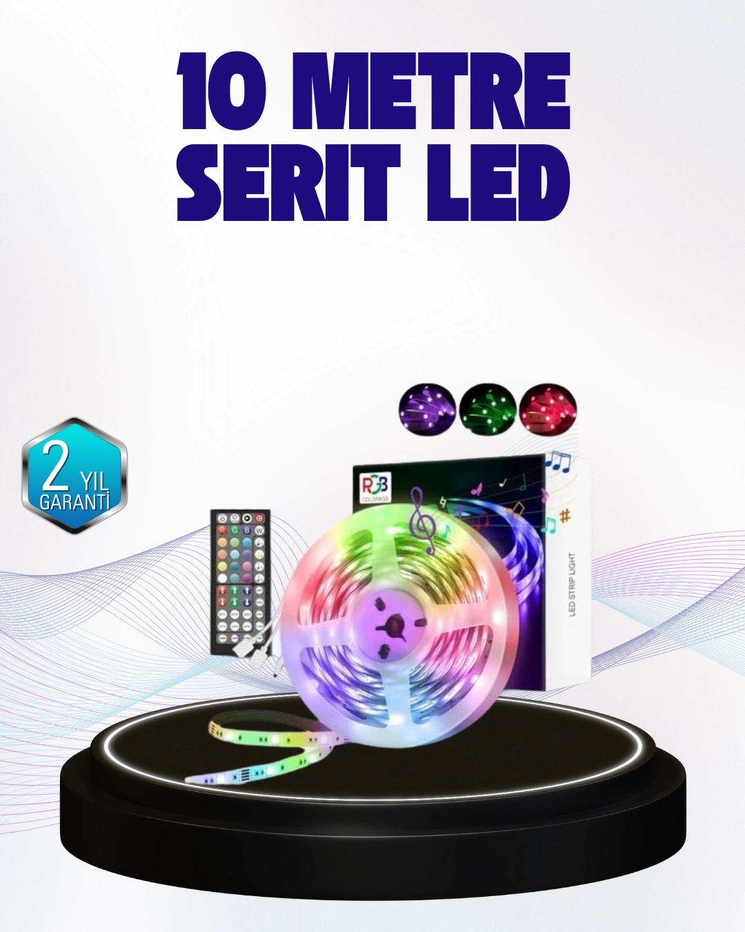 BUĞZ Bluetooth Kontrollü Smart Şerit Led 10M Sese Duyarlı RGB Aydınlatma