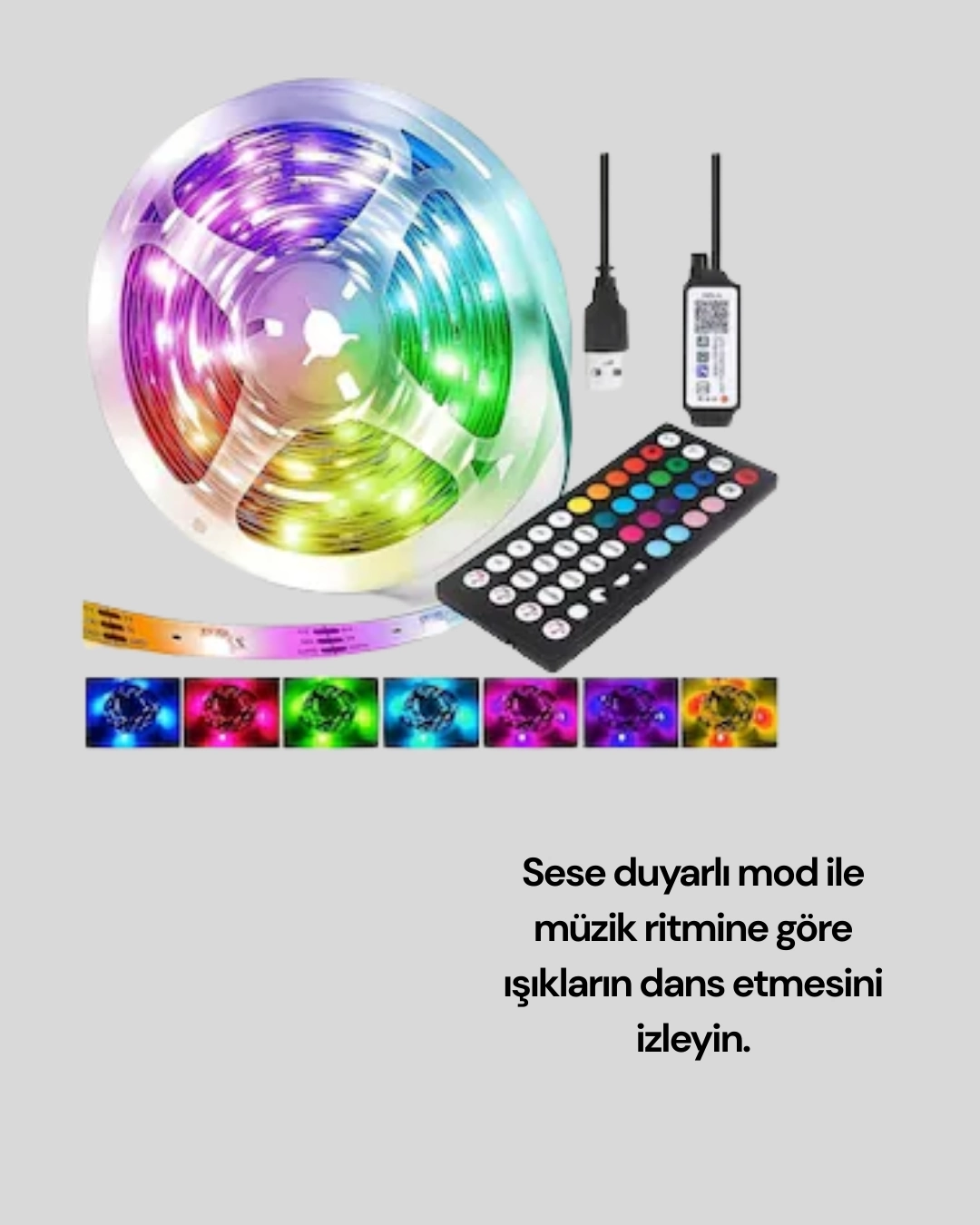 BUĞZ Bluetooth Kontrollü Smart Şerit Led 10M Sese Duyarlı RGB Aydınlatma