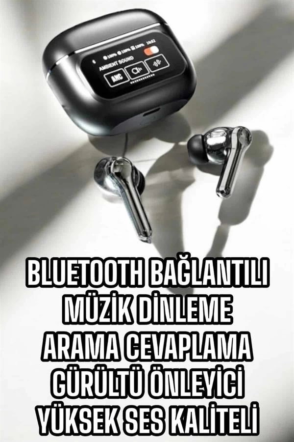 BUĞZ Bluetooth Kulaklık Kablosuz Ekranlı ANC/ENC Destekli Dokunmatik