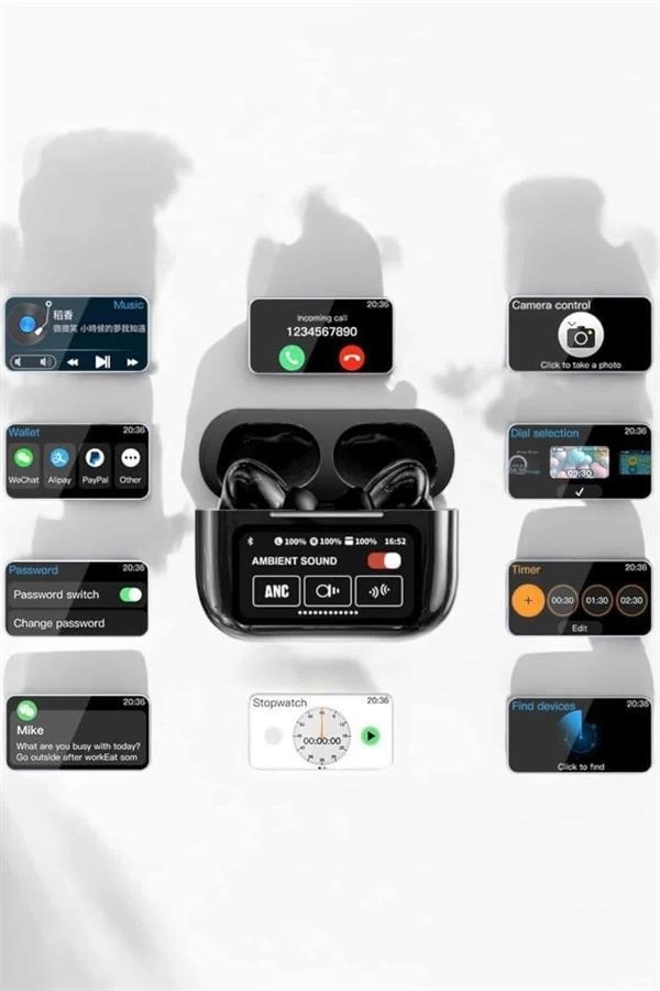 BUĞZ Bluetooth Kulaklık Kablosuz Ekranlı ANC/ENC Destekli Dokunmatik