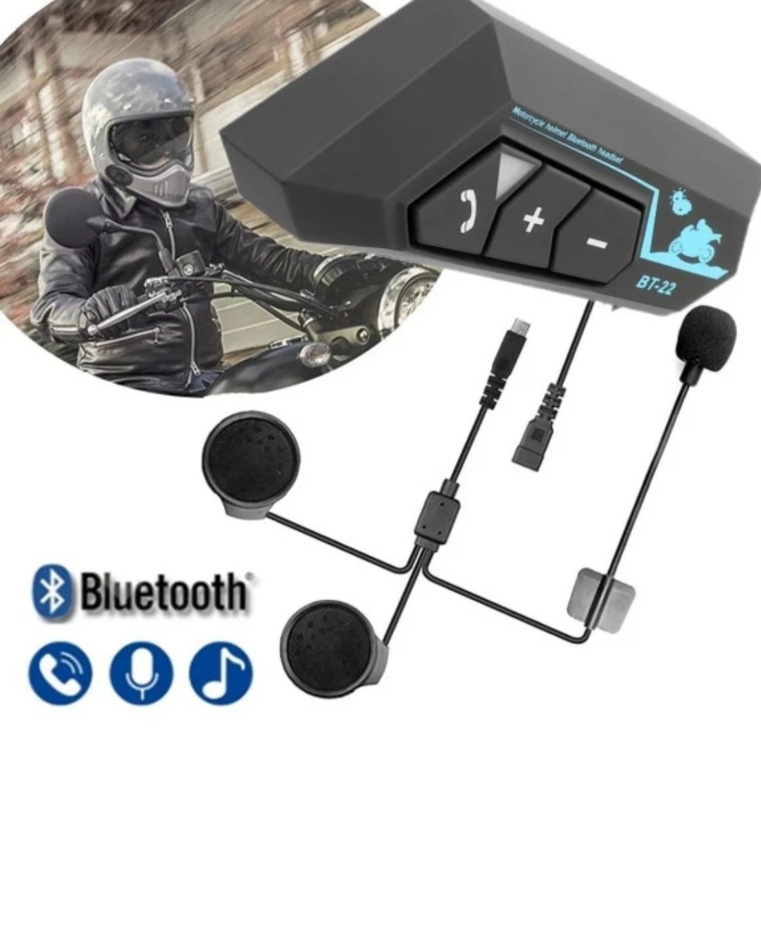 BUĞZ Bluetooth Motosiklet Kask Kulaklığı Mikrofonlu Kablosuz Sürüş Intercomu
