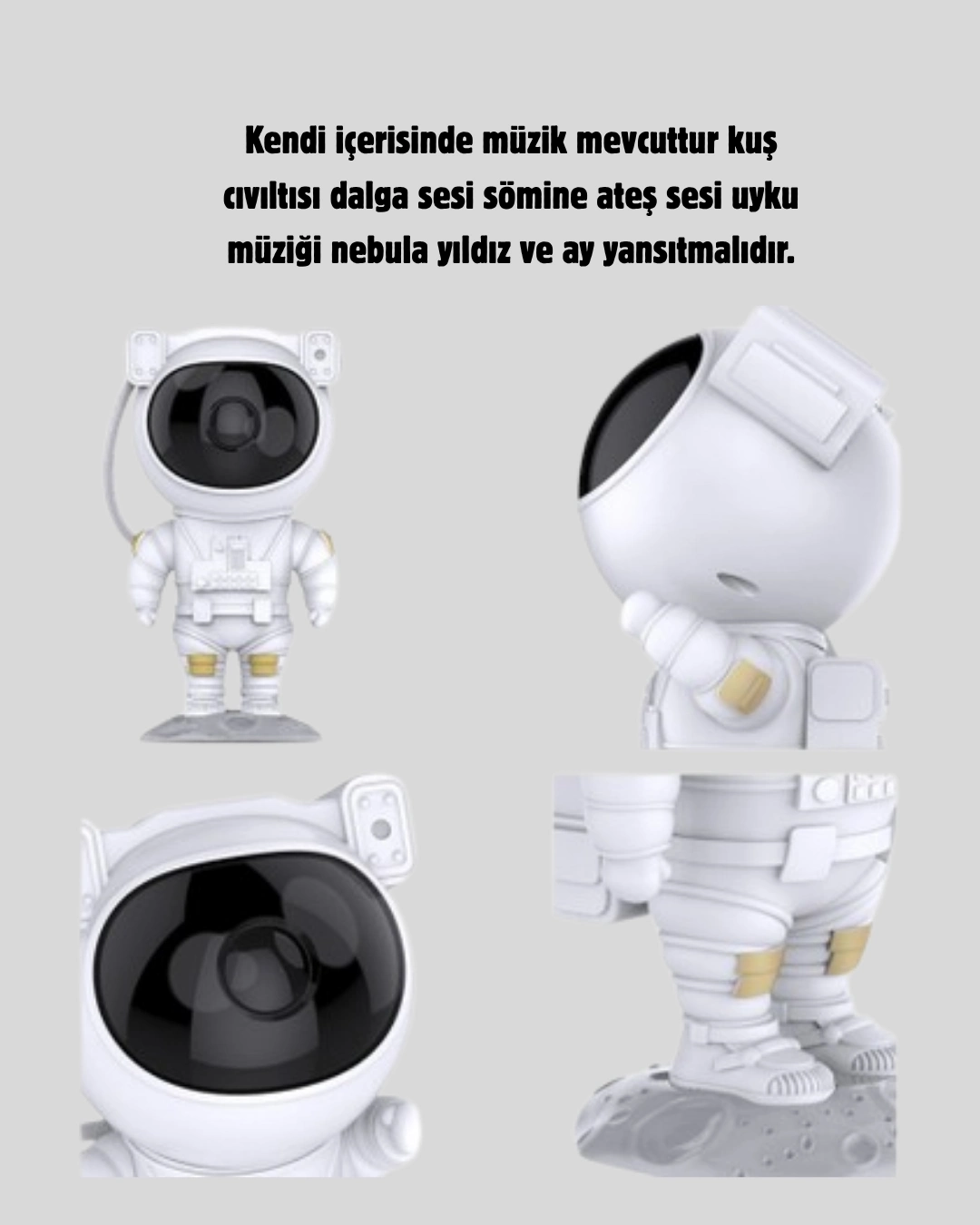 BUĞZ Bluetooth Müzikli Astronot Projeksiyon Lambası Yıldız ve Ay Efektli