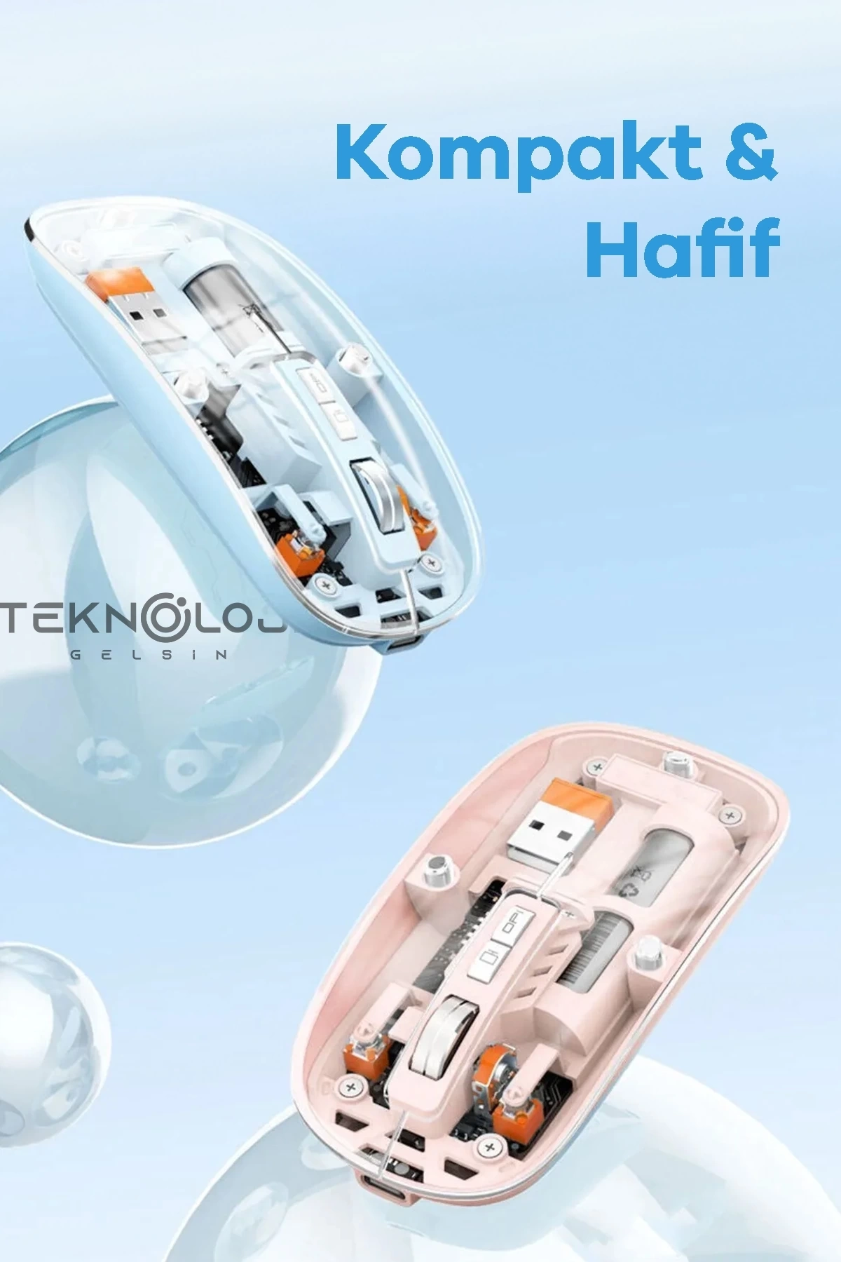 BUĞZ Bluetooth USB Çift Modlu Sessiz Mouse, Şeffaf Mıknatıslı Kapaklı, Type-C Şarjlı, DPI Ayarlı, Kablosuz 10m Çekim Mesafeli, Masaüstü Kısayol Tuşlu, Taşınabilir Şarjlı Mouse Siyah