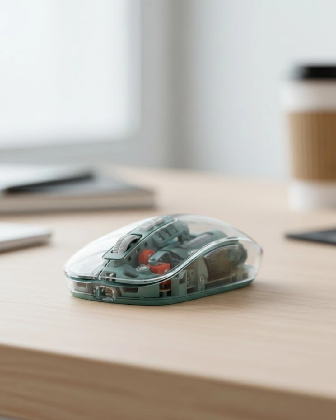 BUĞZ Bluetooth ve 2.4G USB Destekli Pilli Kablosuz Şeffaf Mouse
