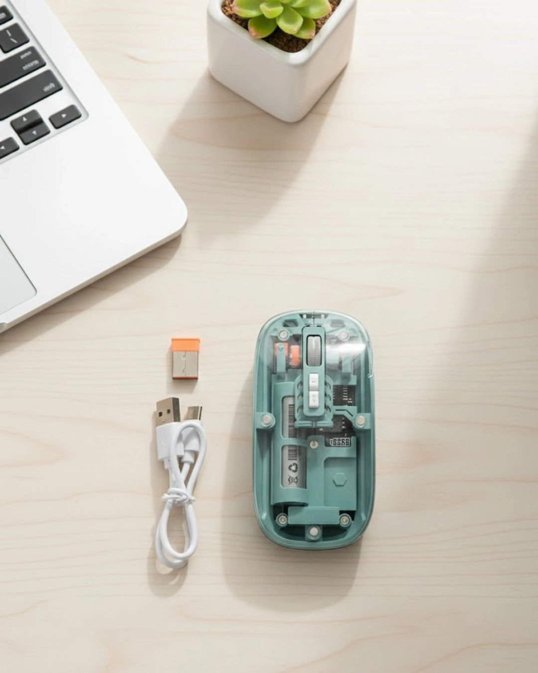 BUĞZ Bluetooth ve 2.4G USB Destekli Pilli Kablosuz Şeffaf Mouse