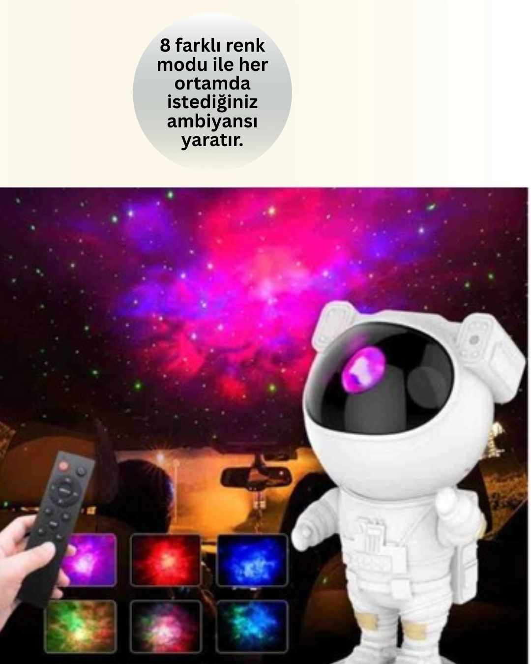 BUĞZ Bluetooth ve Dahili Ses Özellikli Astronot Projeksiyon Lambası