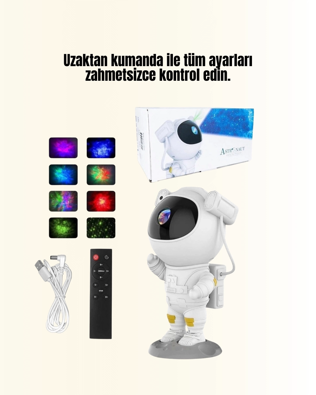 BUĞZ Bluetooth ve Dahili Ses Özellikli Astronot Projeksiyon Lambası BUĞZ Bluetooth ve Dahili Ses Özellikli Astronot Projeksiyon Lambası