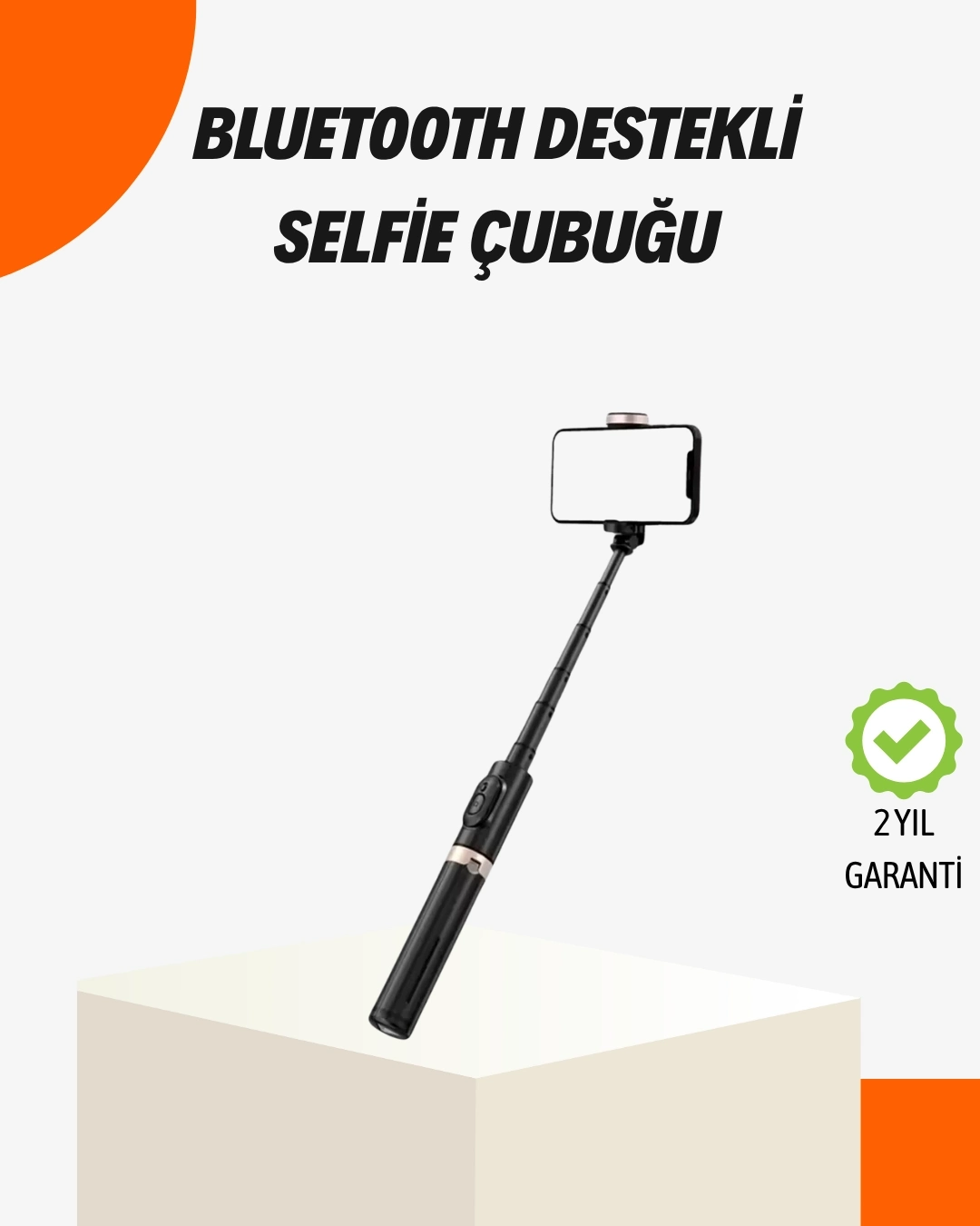 BUĞZ Bluetooth’lu Işıklı Selfie Çubuğu – Katlanabilir, 130 cm