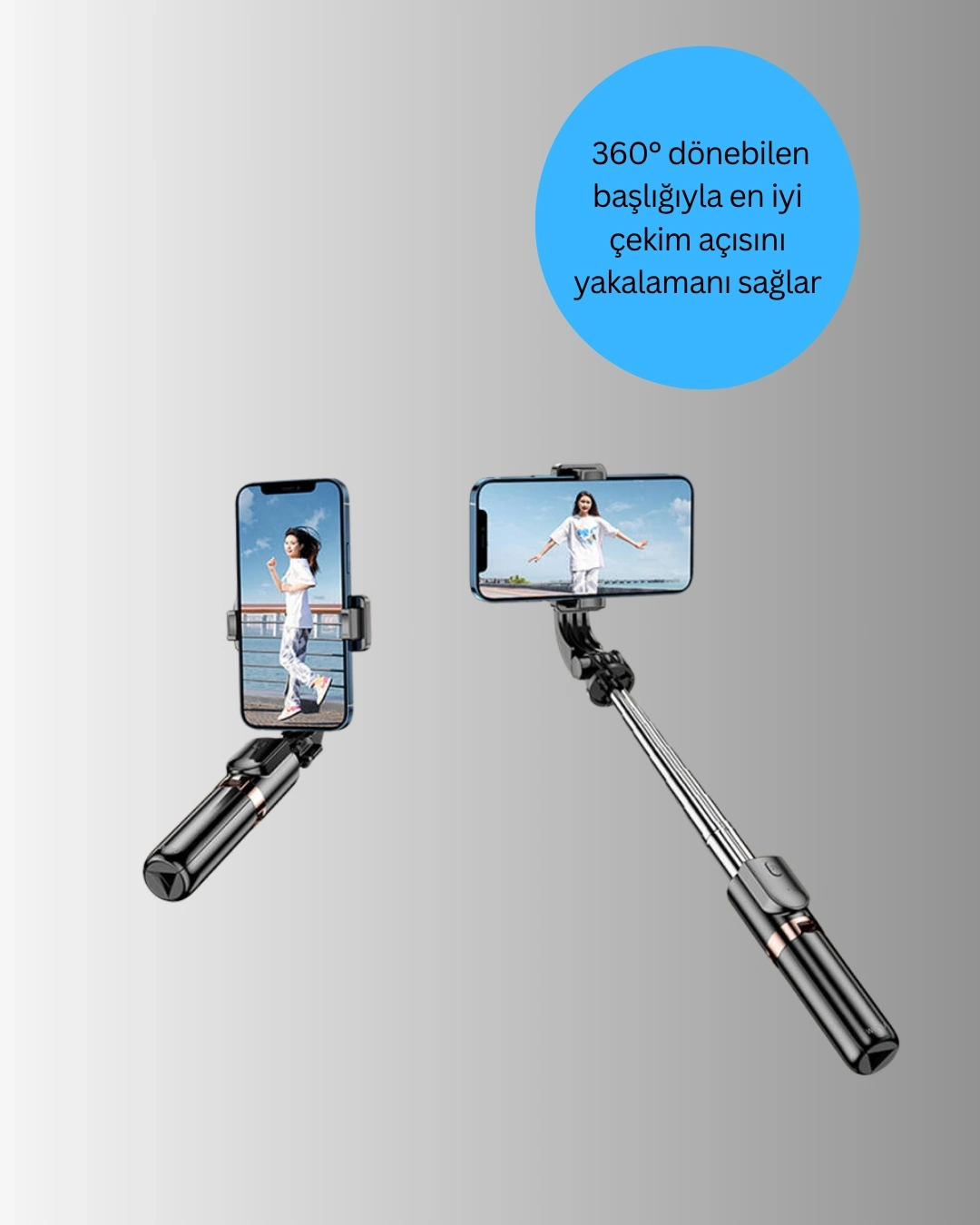 BUĞZ Bluetooth’lu Işıklı Selfie Çubuğu – Katlanabilir, 130 cm