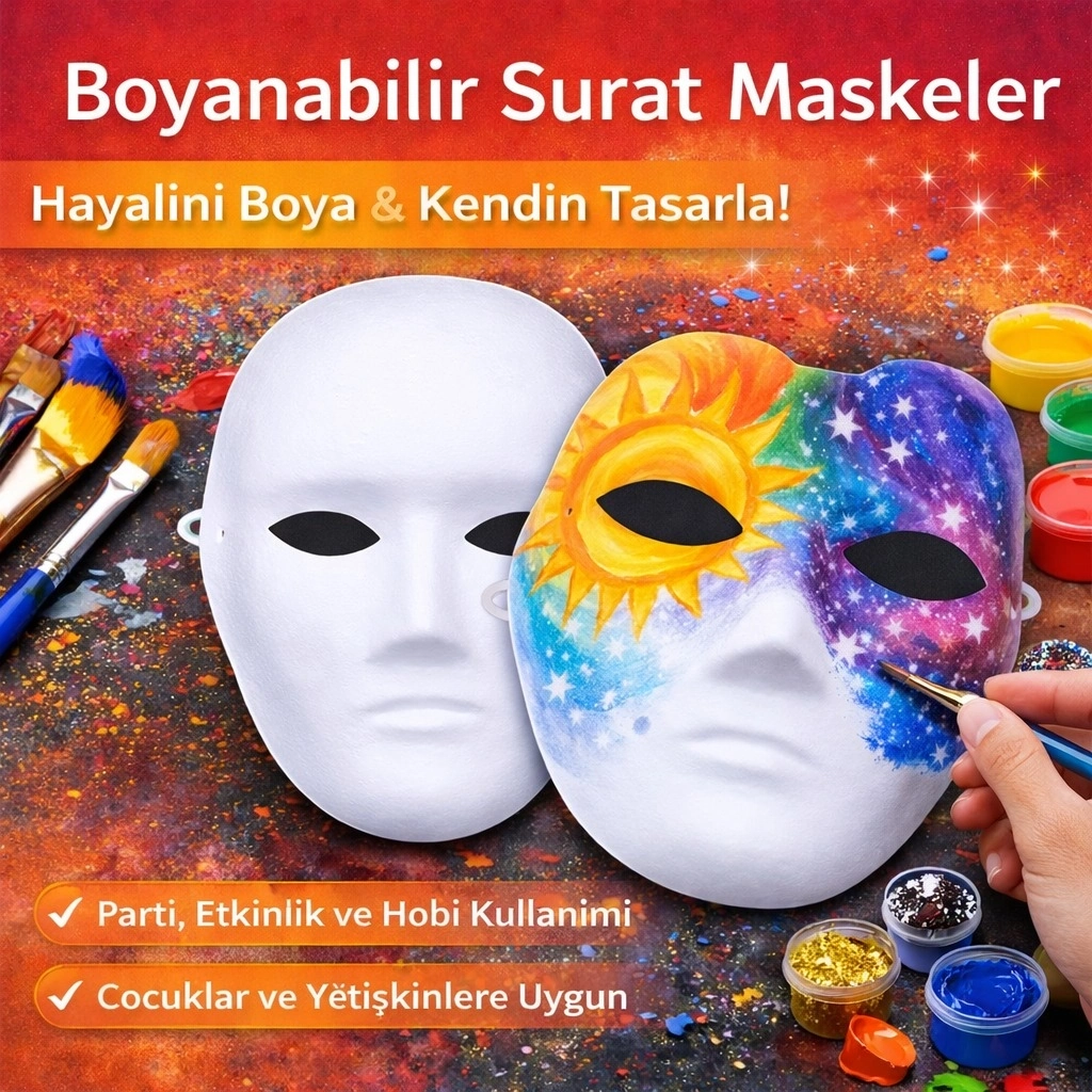 BUĞZ Boyanabilir Surat Model Maske – Lastikli | Kendin Tasarla