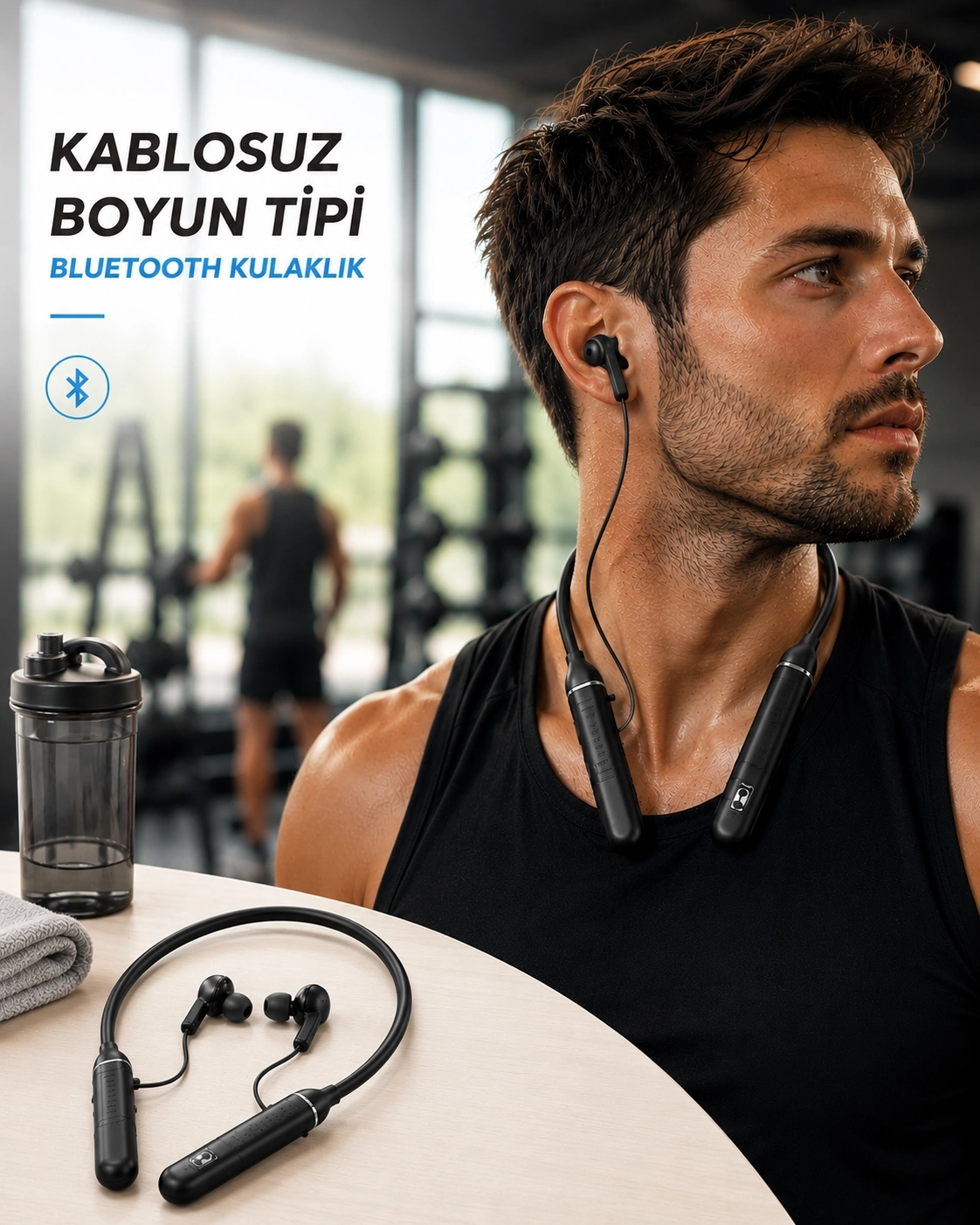 BUĞZ Boyun Tipi Kablosuz Bluetooth Kulaklık Uzun Pil Ömrü Mikrofonlu