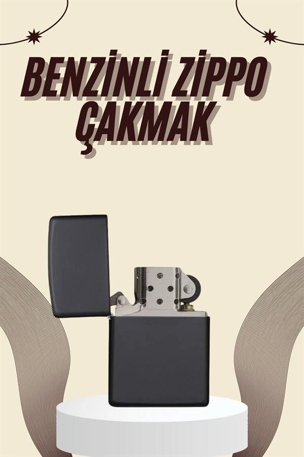 BUĞZ Çakmak Parlak Siyah Benzinli Çakmak Cep Boy Doldurulabilir