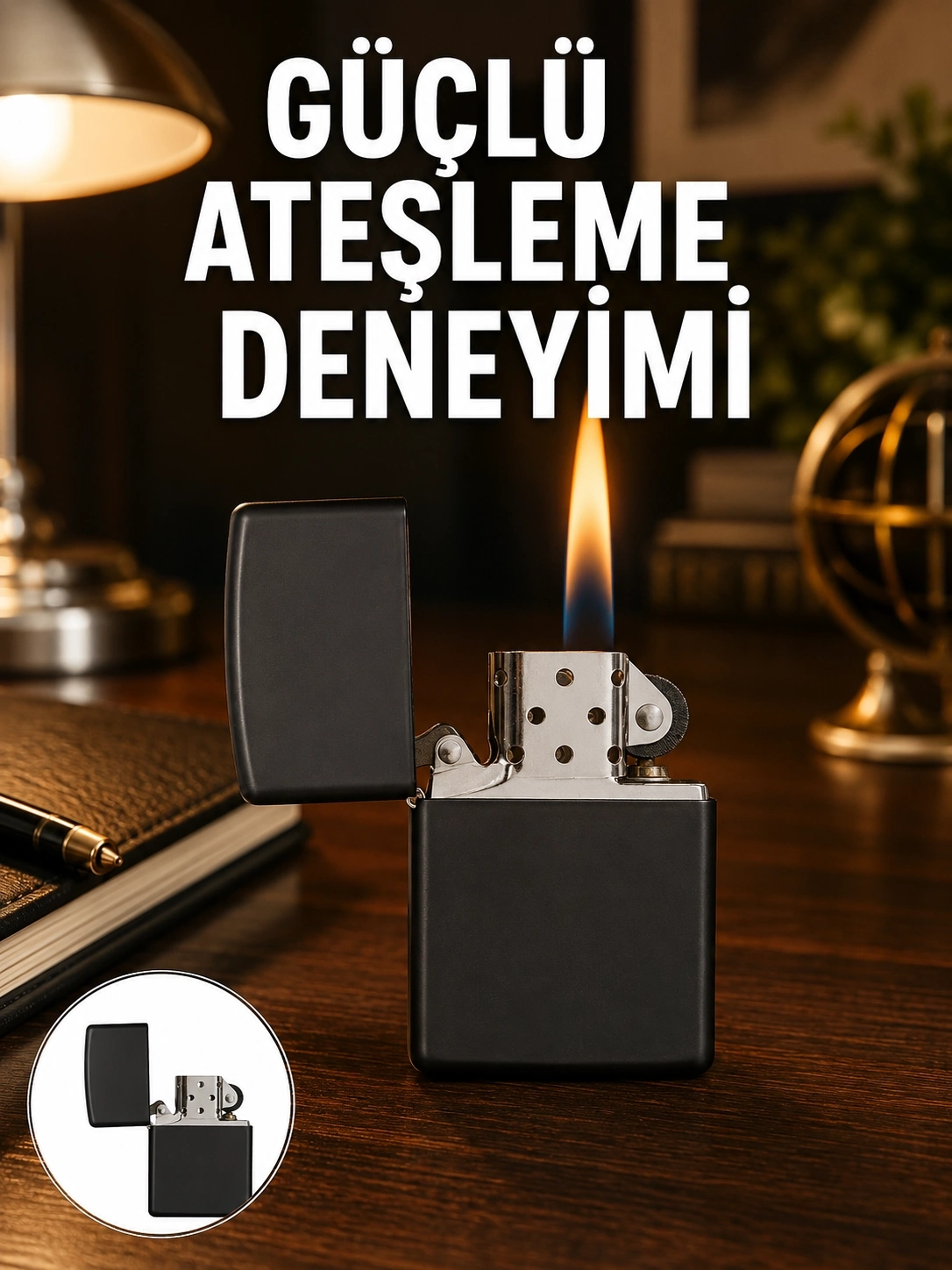 BUĞZ Çakmak Parlak Siyah Doldurulabilir Hedyelik Eşya Yeni Nesil