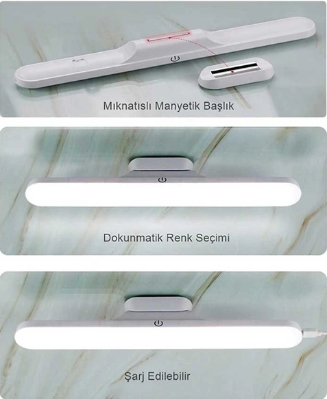 BUĞZ CATA CT 5249 Beyaz Kasa 3W Şarjlı Led Aplik Dokunmatik 3 Renk Modu