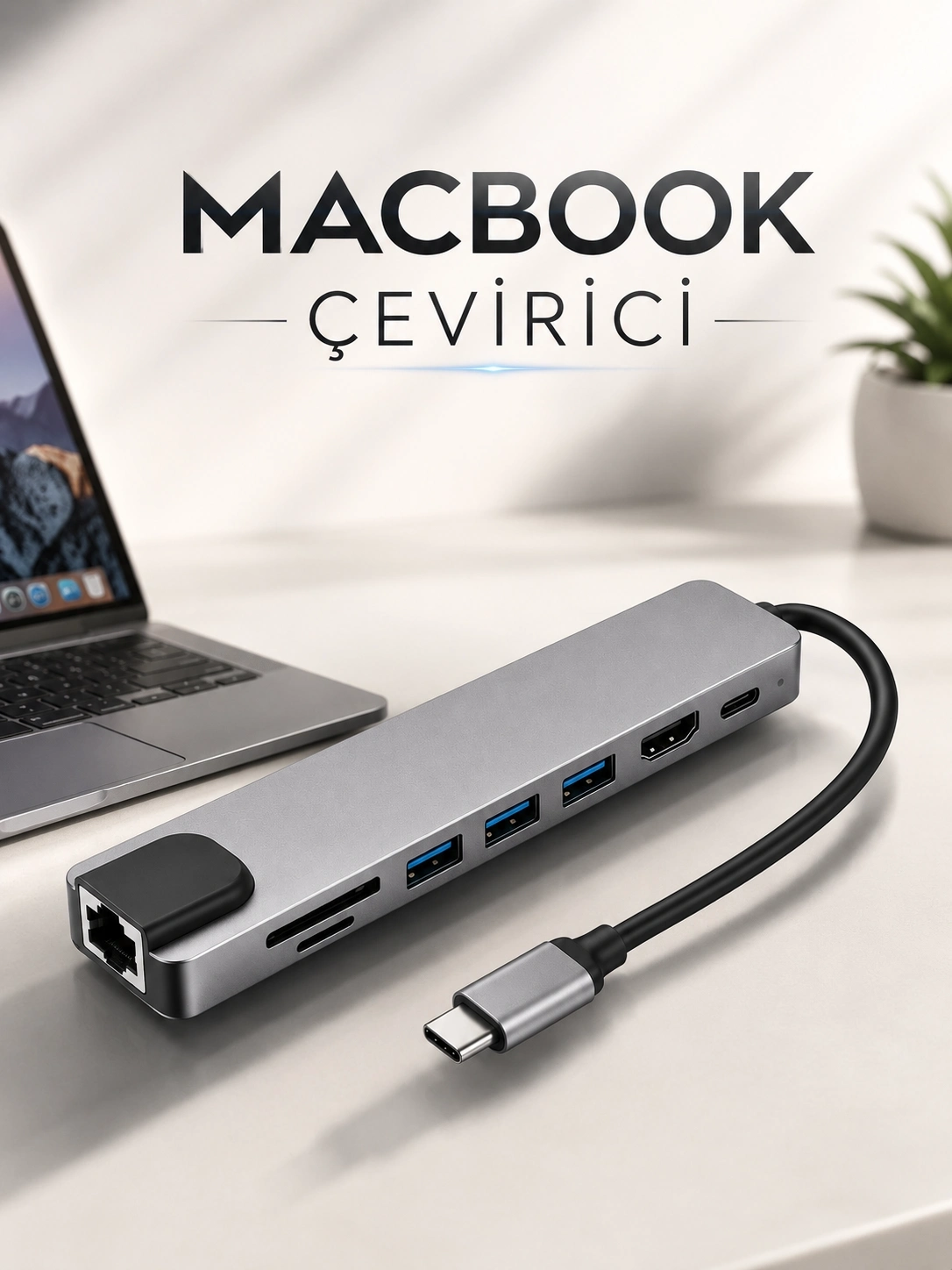 BUĞZ Çevirici Dönüştürücü Adaptör Macbook 3 In 1 Type-C To Hdmı USB 3.0